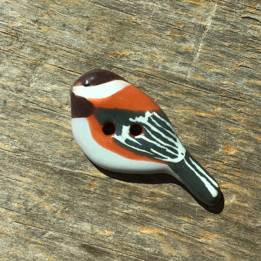 Ceramic Perching Songbird Button 1/2” x 1-1/8"
