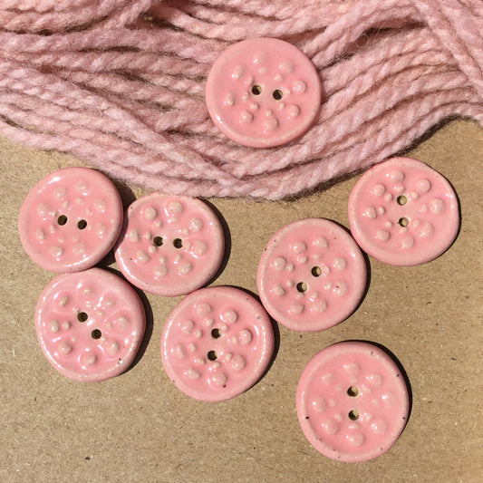 Glossy Pink 'Aster' Stoneware Button 13/16"