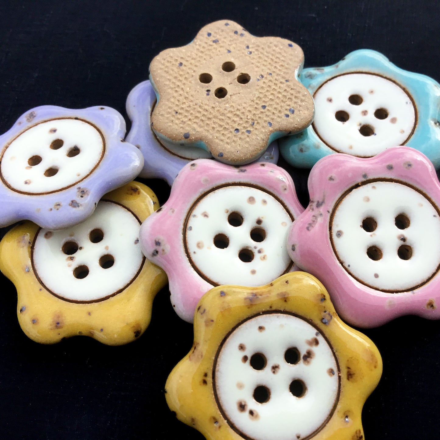 ‘Floral Darlings' Stoneware Button 1-1/8"