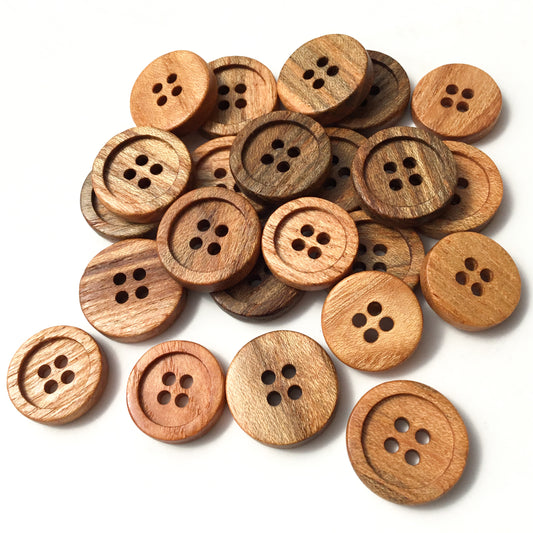 Four Hole Inset Button - Honey Locust Wood - 2 sizes