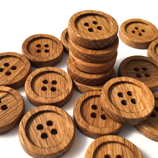 Four Hole Inset Button - White Oak Wood 1"