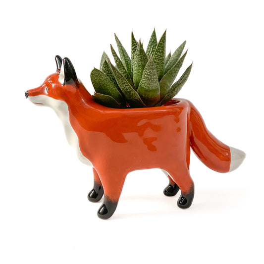 Red Fox Ceramic Planter