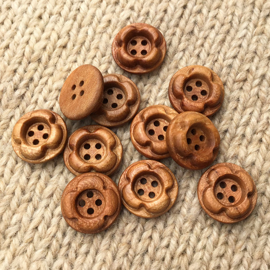 ‘Forest Flowers’ Cherry Wood Buttons 3/4”