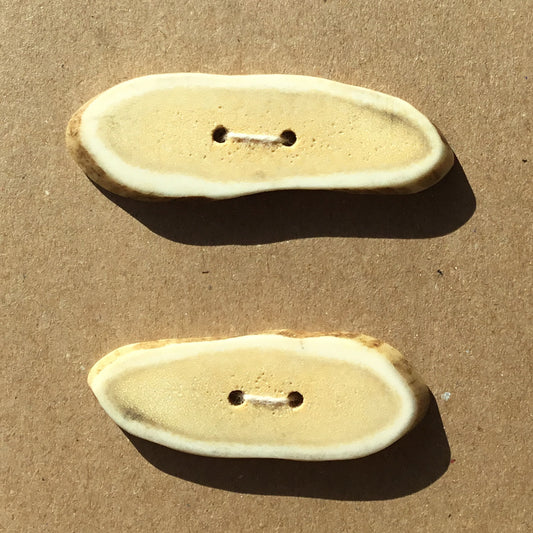 Polished Deer Antler Shed Buttons 2-1/2" x 3/4" 2-Pack