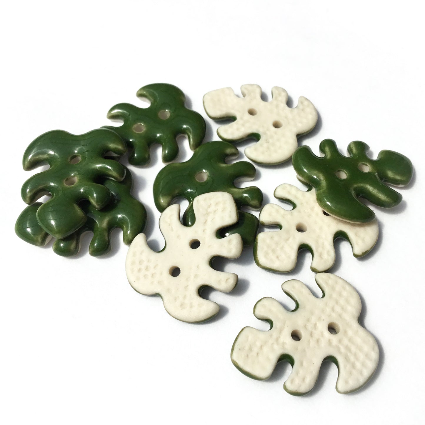Monstera Leaf Porcelain Buttons 7/8" x 3/4"