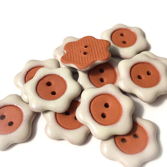 LOOPSIE DAISY Red Clay Button 'Vanilla' 7/8”