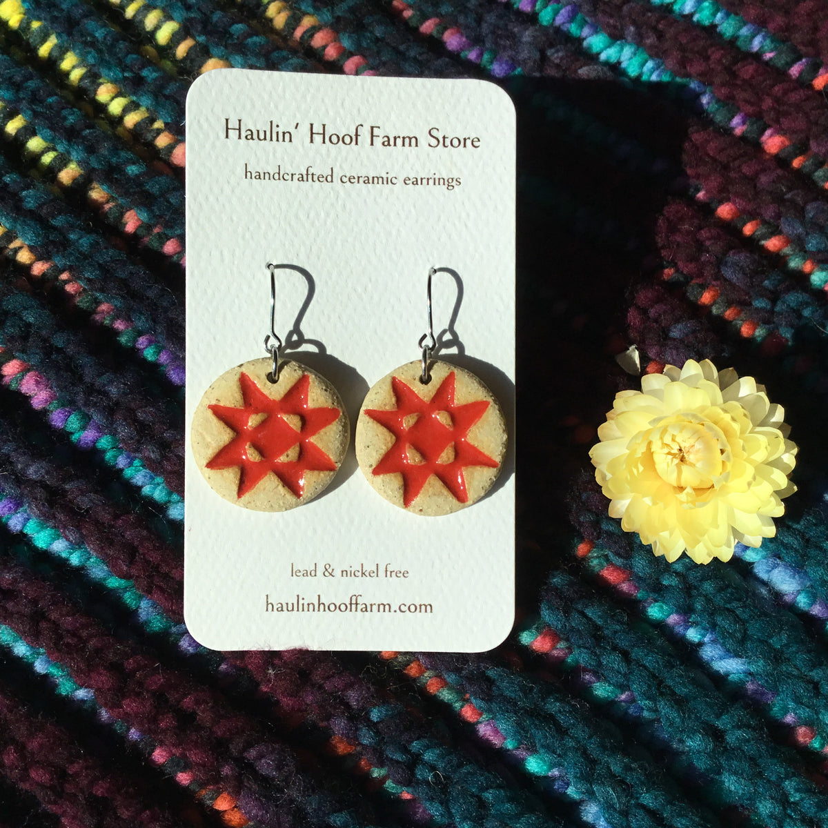 Rustic Ohio Star Stoneware Earrings