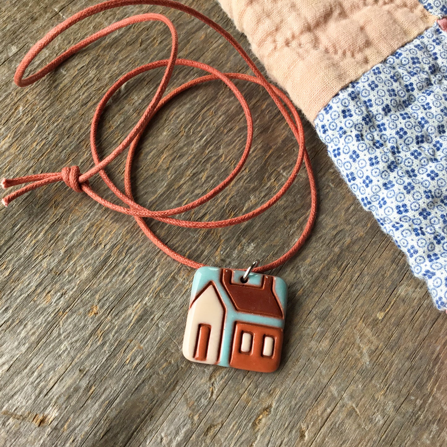 House Quilt Necklace