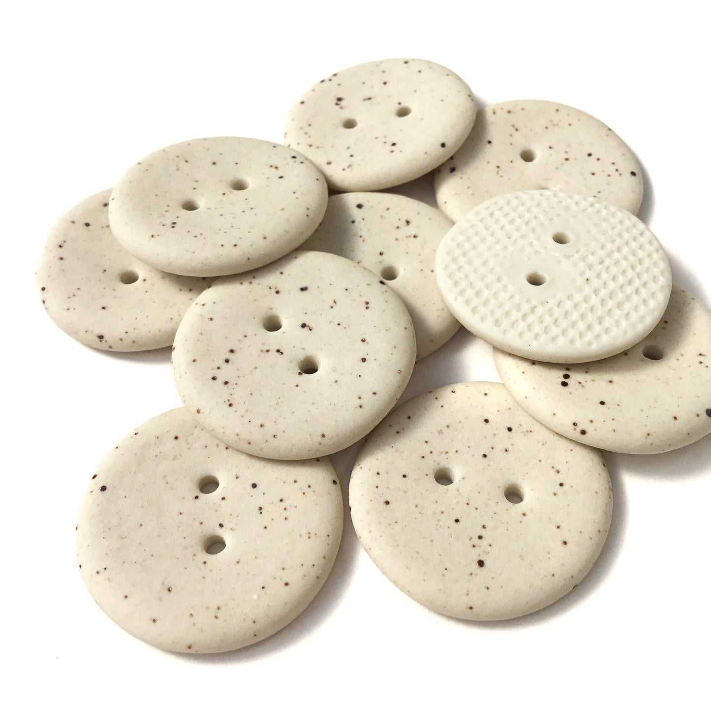 'Metallic Fleck' Light Cream Porcelain Button 1"