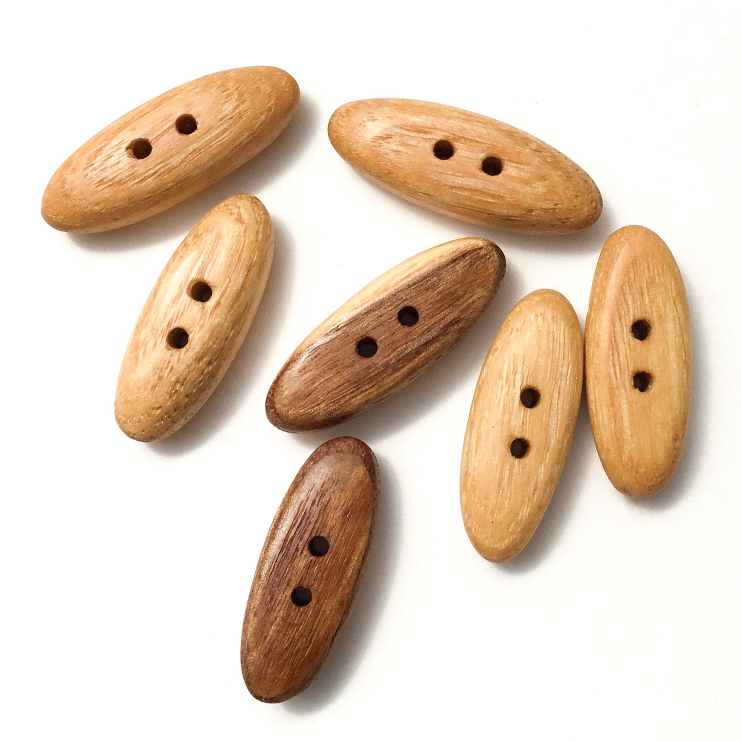 Polished Ash Wood Toggle Buttons - two sizes