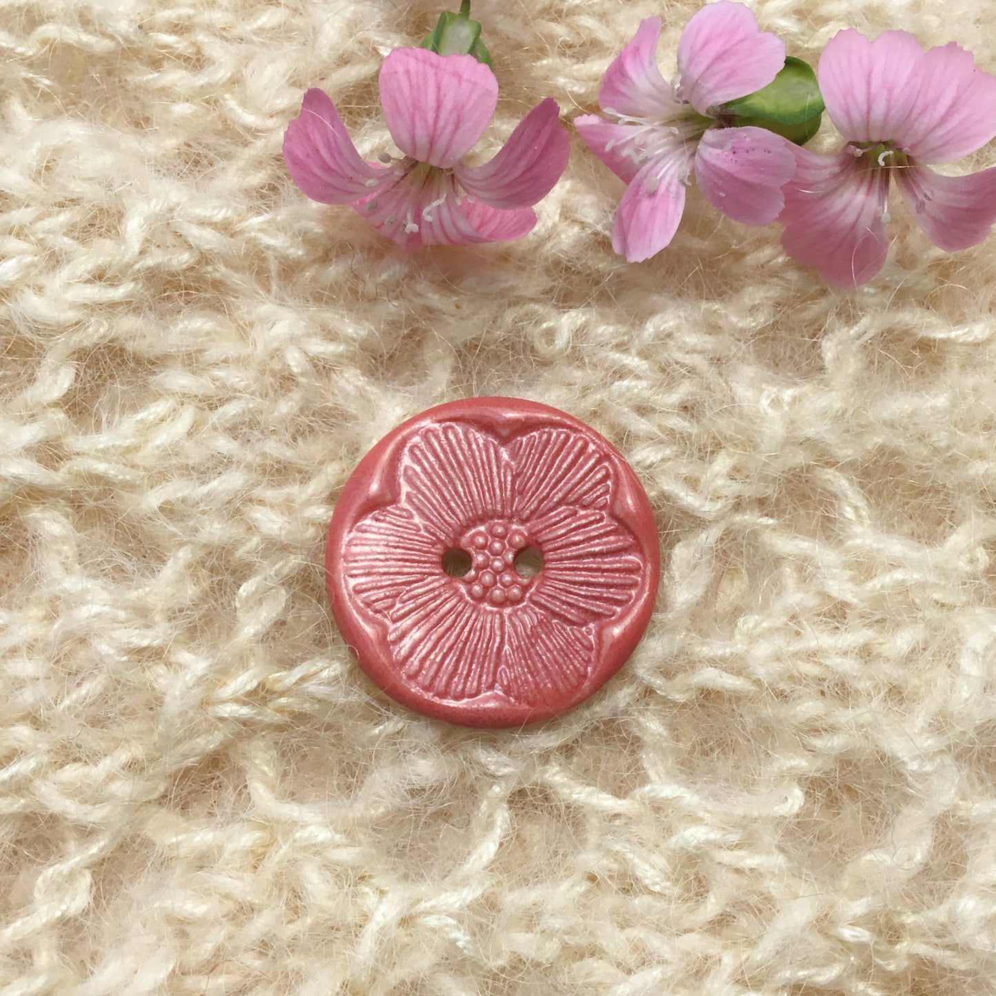 ‘Pressed Flowers’ Porcelain Button 7/8"