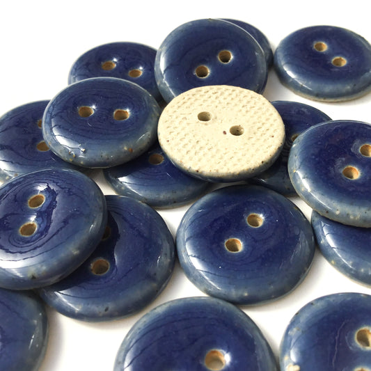 Navy Blue Stoneware Button 3/4"