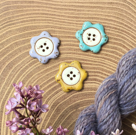‘Floral Darlings' Stoneware Button 1-1/8"