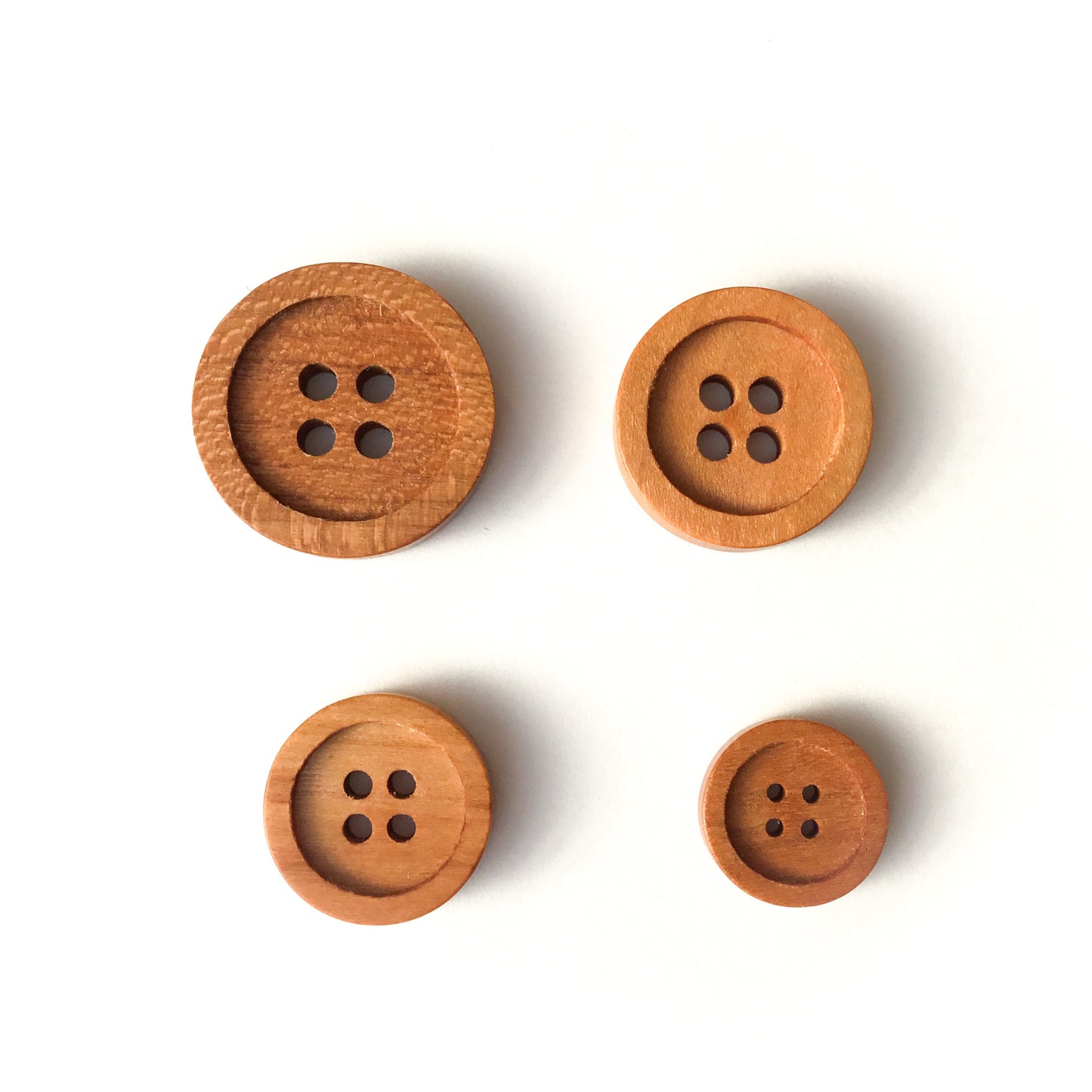 Four Hole Inset Button - Cherry Wood - 4 sizes