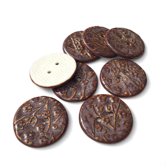 ‘Smokey Merlot’ Plum Blossom Porcelain Button 1"