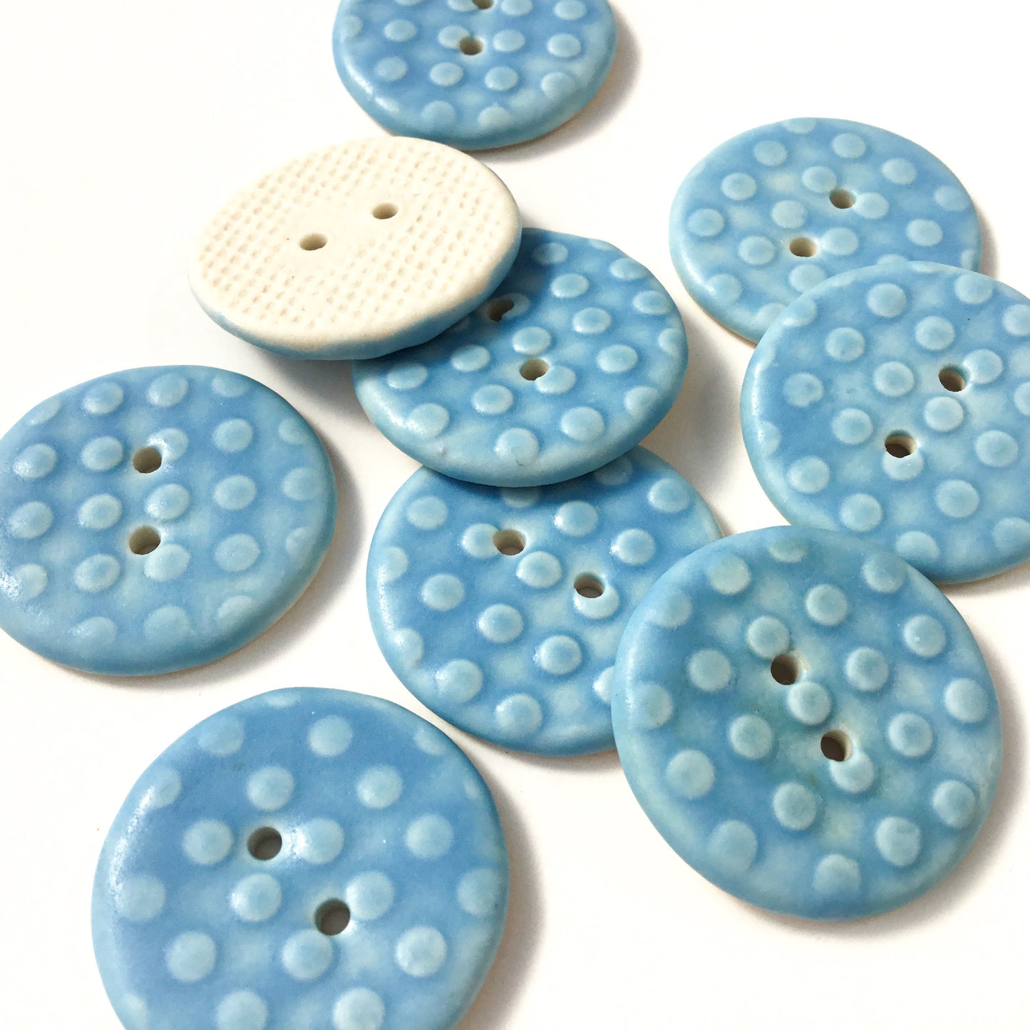 Sky Blue Polka Dot Porcelain Button 1"