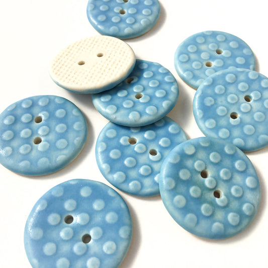Sky Blue Polka Dot Porcelain Button 1"