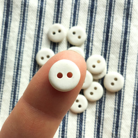 Raw White Porcelain Button 7/16"