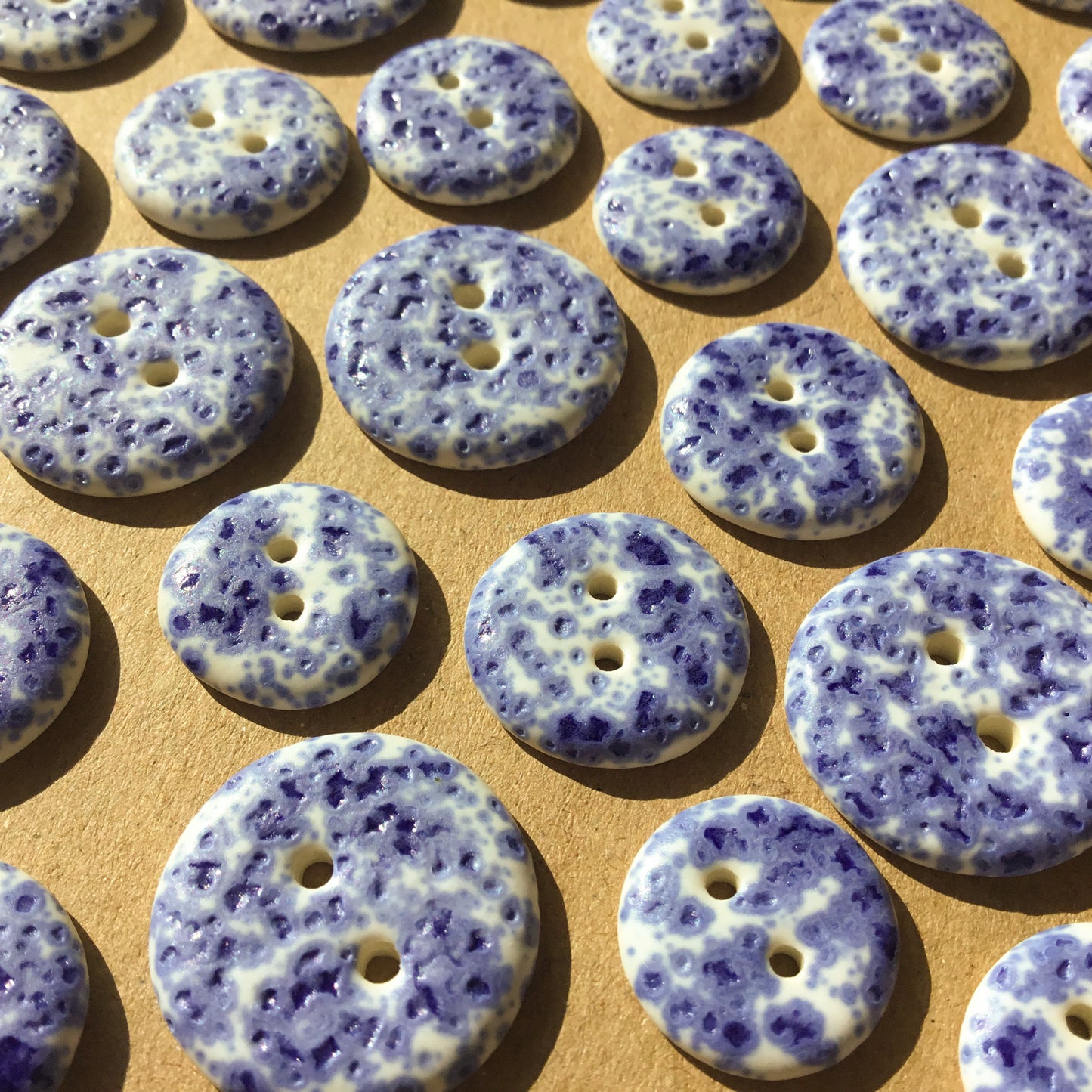 Blue Splatterware Stoneware Button - 4 sizes