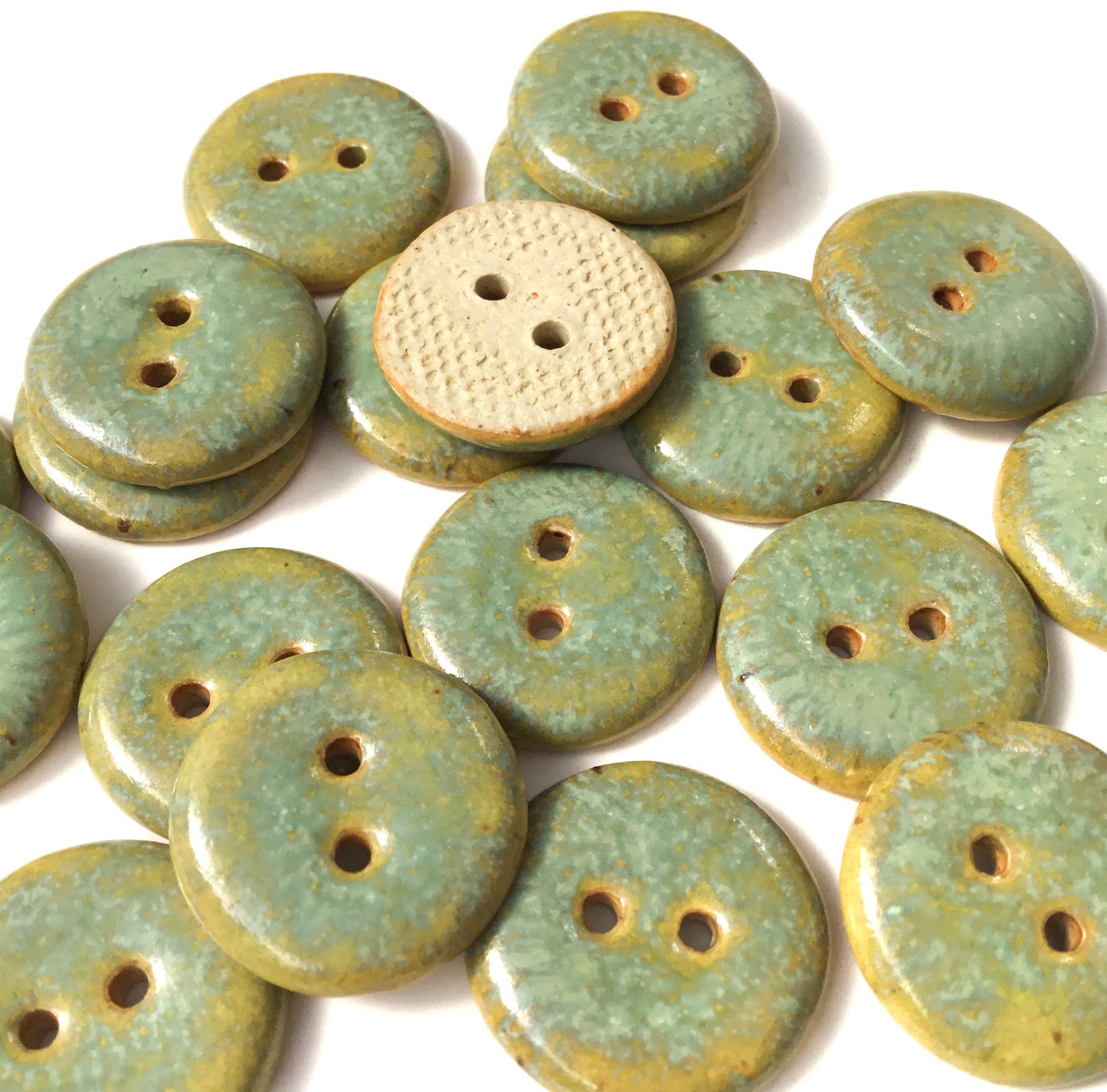 'Golden Turquoise' Stoneware Button 3/4"