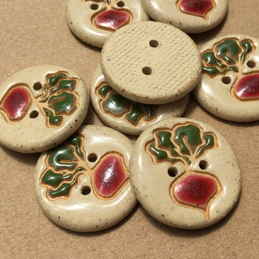 Natural Garden Beet Stoneware Button 7/8”