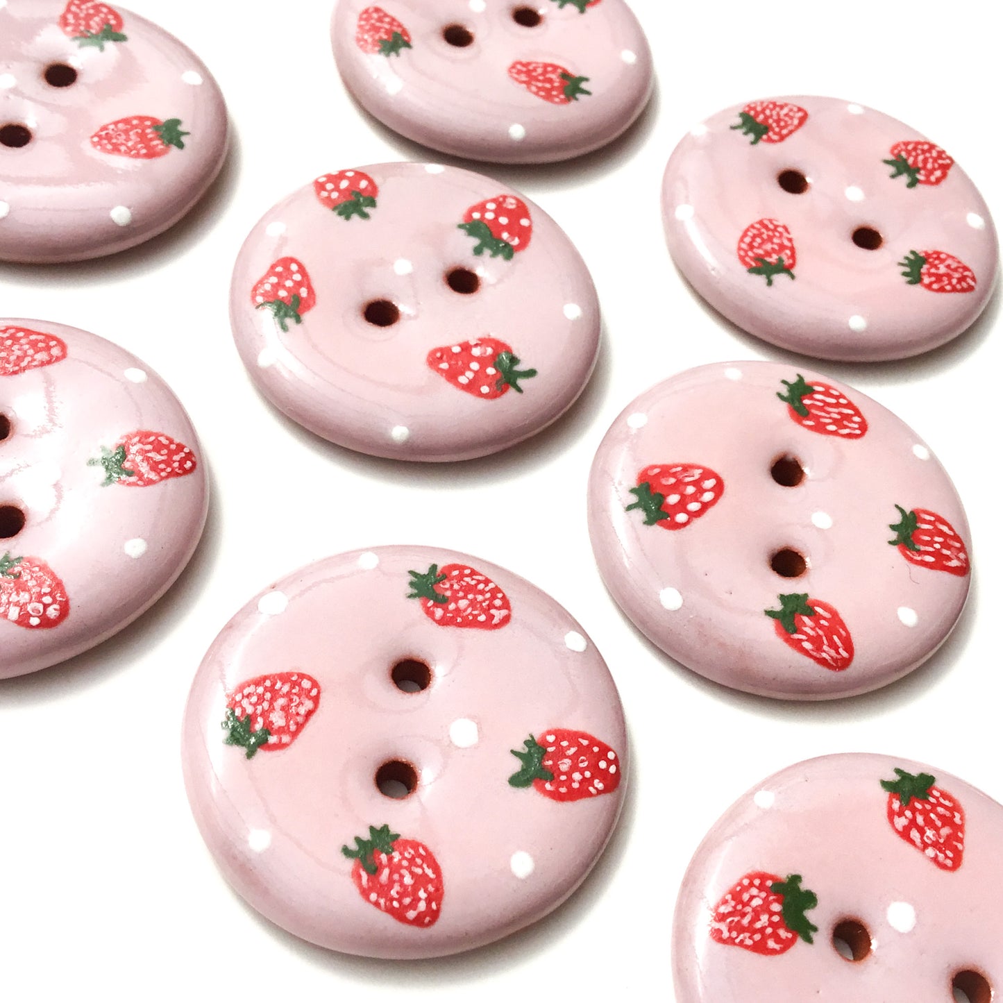 'Strawberry Shake' Ceramic Button 1-1/16"