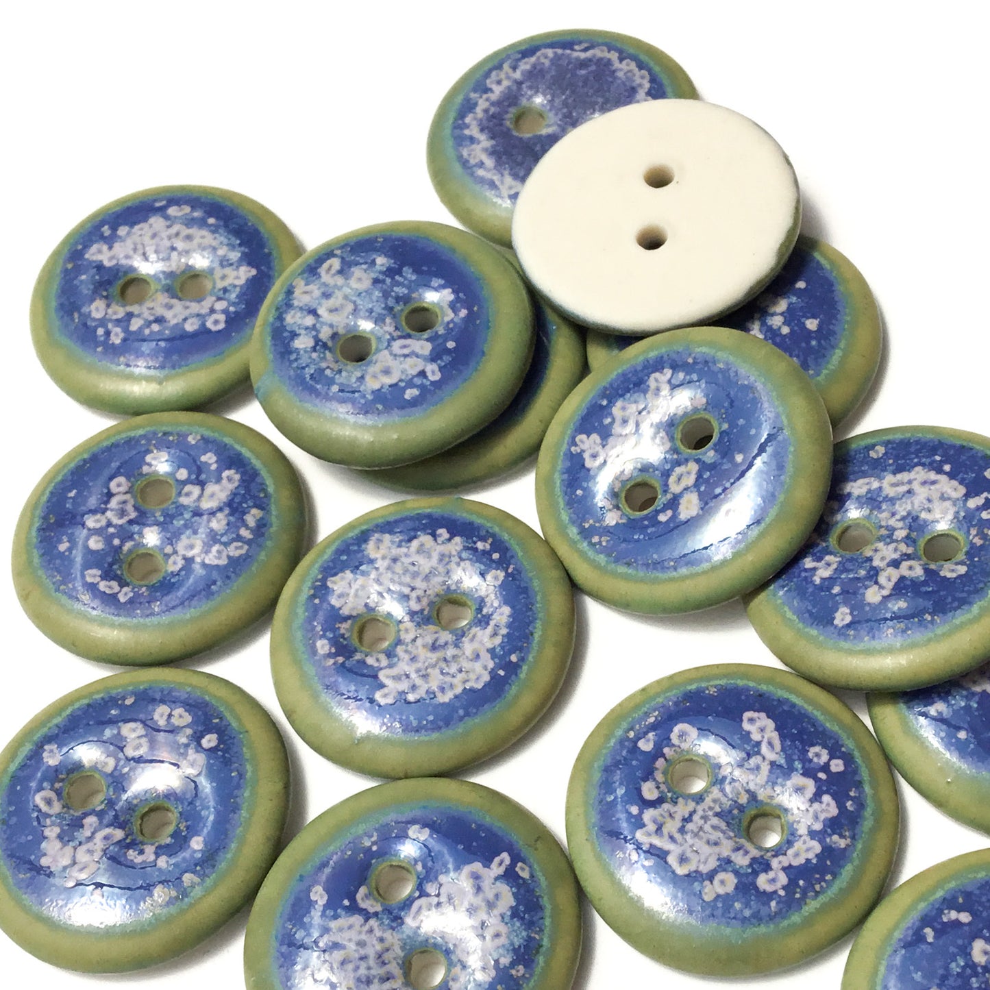 'Water Flowers' Porcelain Button 11/16" & 7/8"