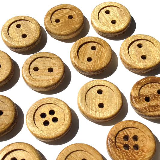 Wide Rim Black Locust Wood Buttons - 3/4”