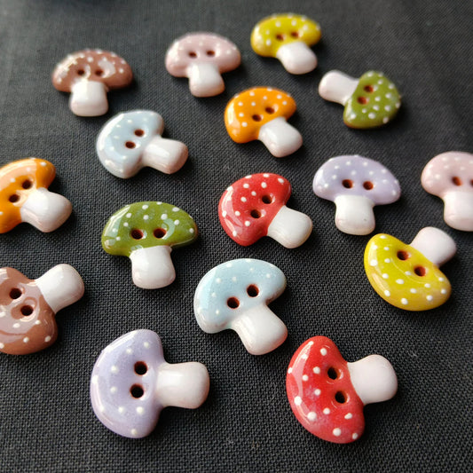 Colorful Mushroom Buttons 3/4”