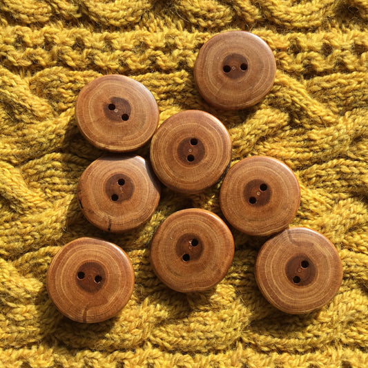 Polished Cherry Wood Cross-section Buttons 1-1/8”