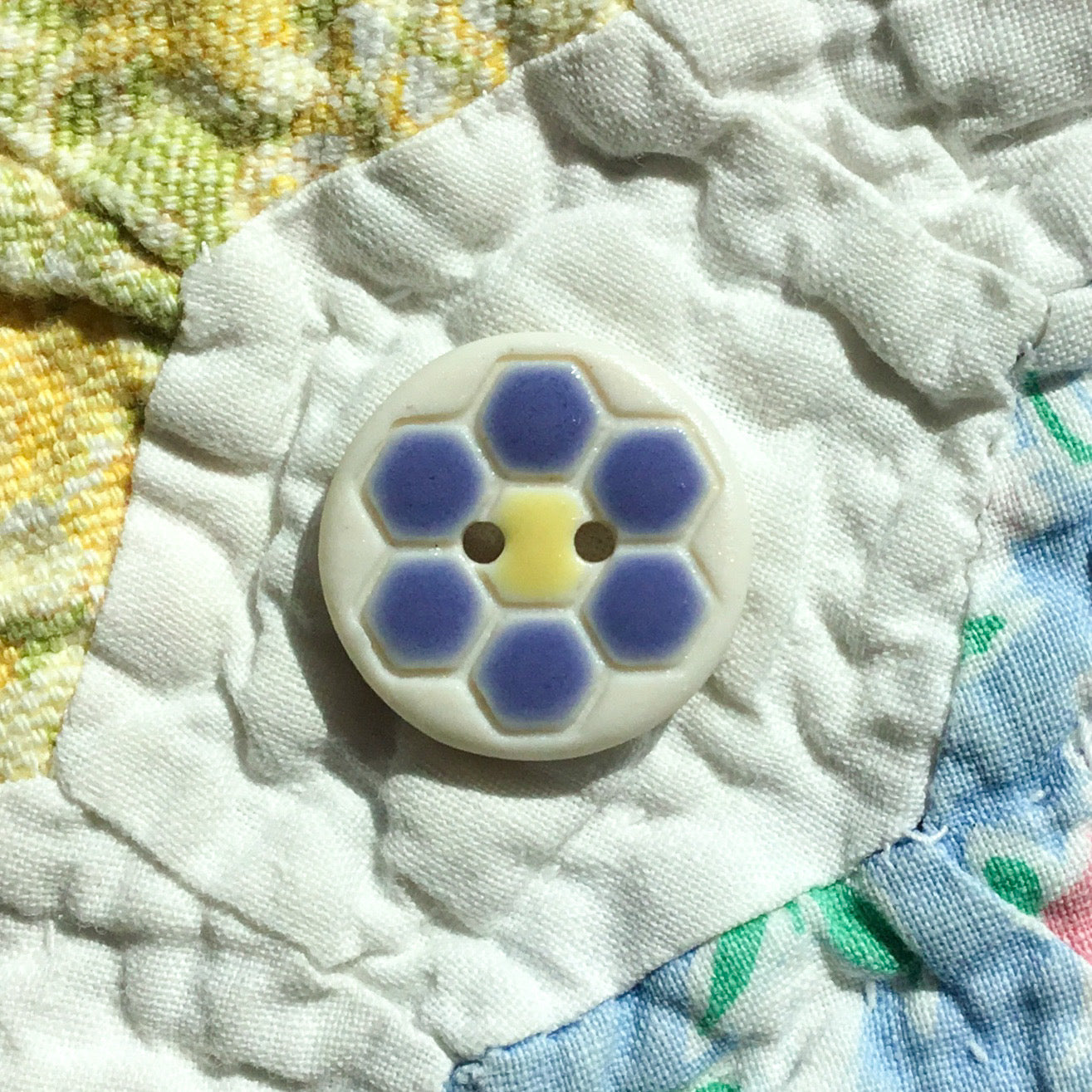 ‘Grandma’s Flower Garden’ Porcelain Button 3/4"