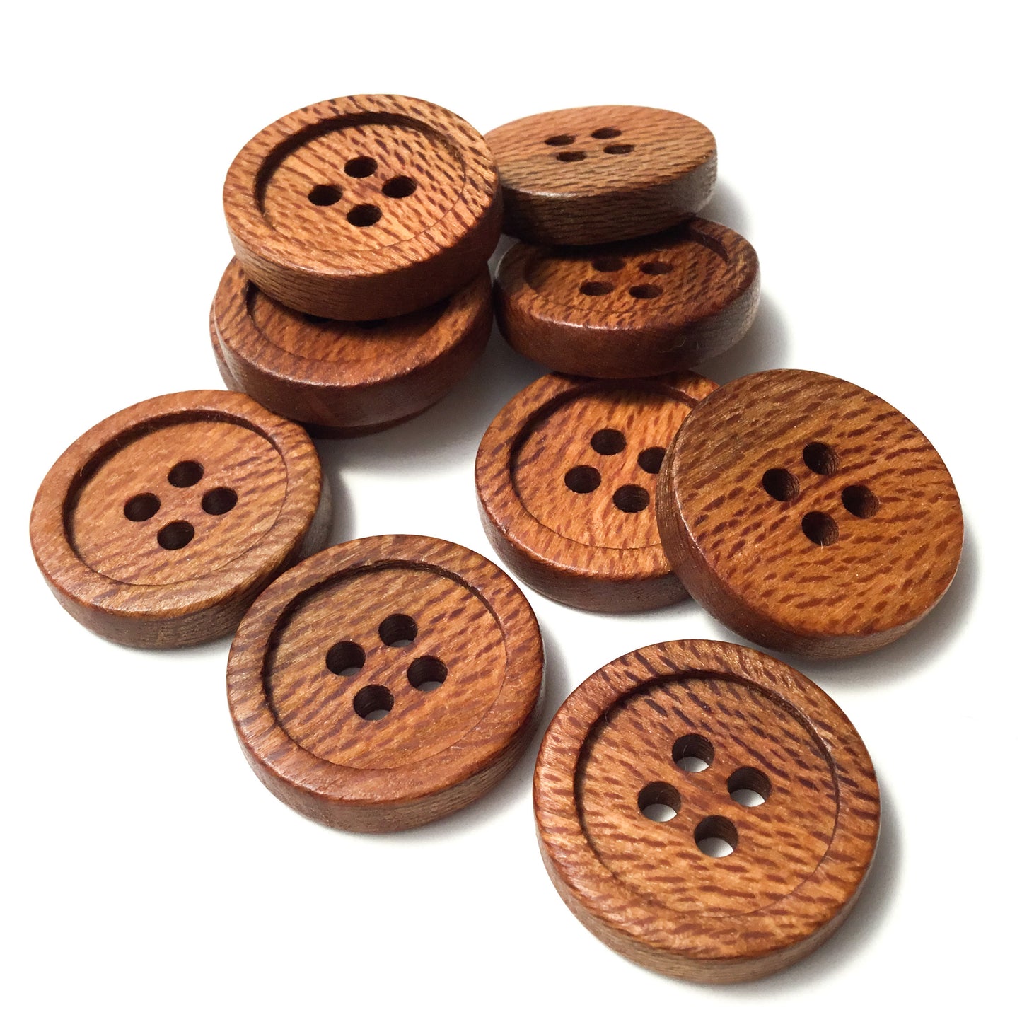 Four Hole Inset Button - Quarter Sawn Sycamore Wood 1"