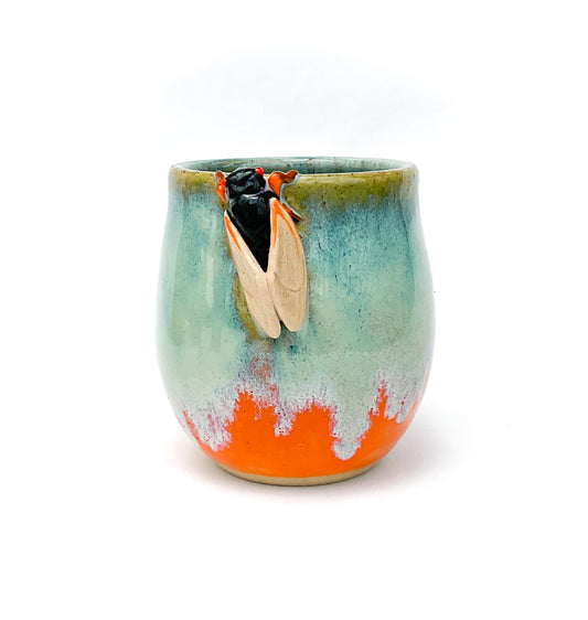 Cicada Mug - Orange & Turquoise 16 oz