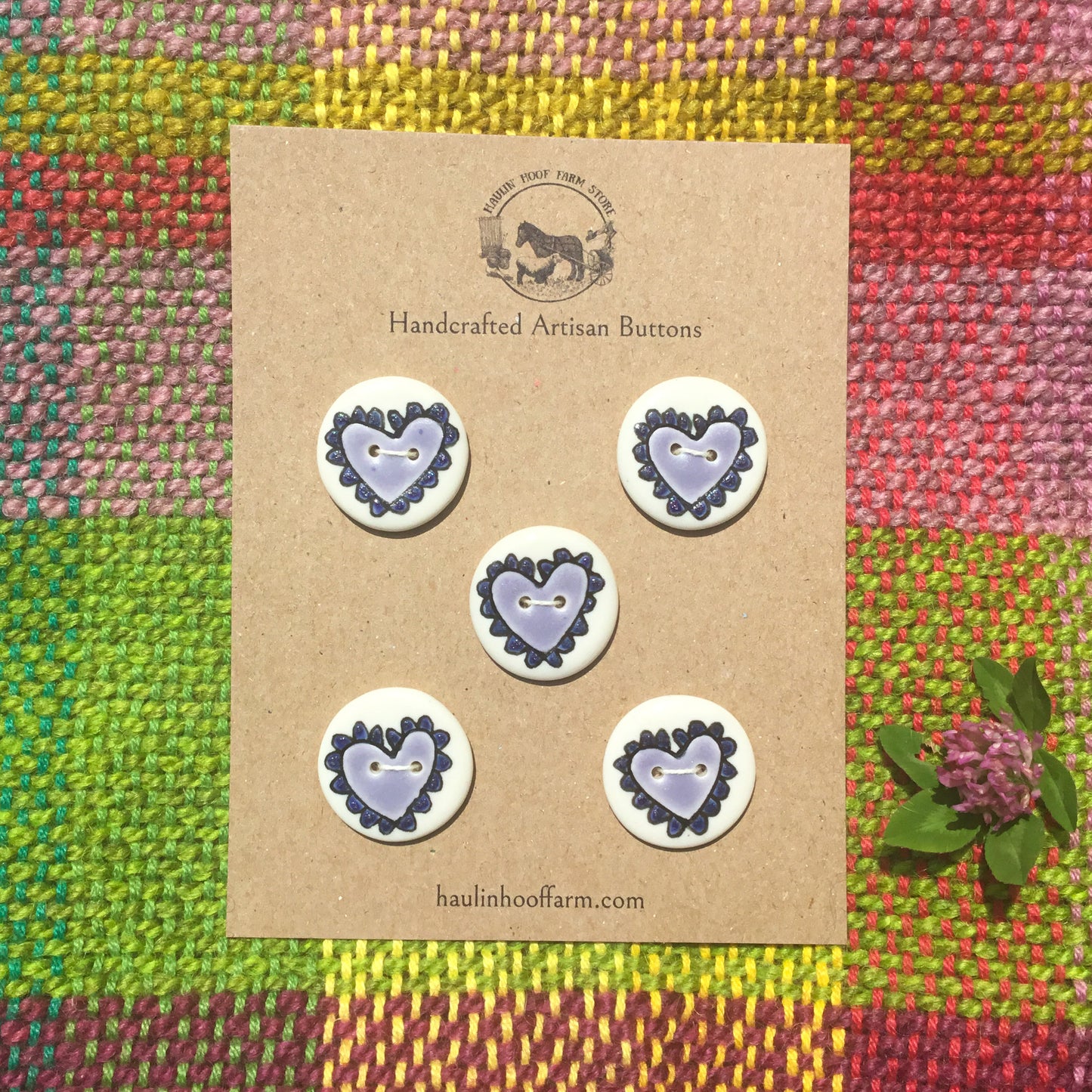 Scalloped Hearts Porcelain Button Set - Purples - 1”