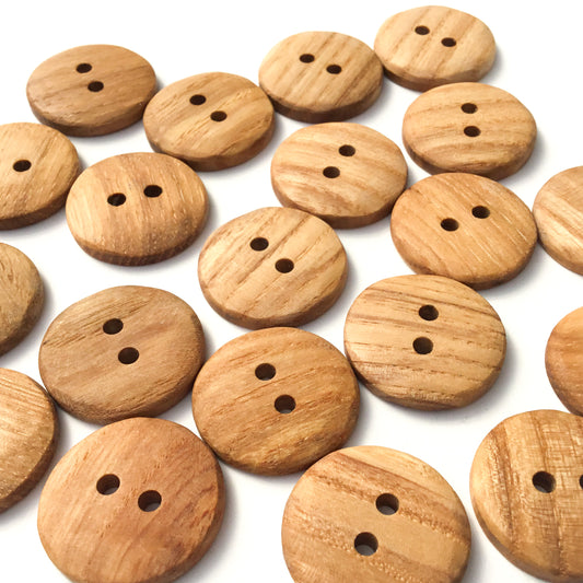 Textured Brown Ash Wood Button 1"