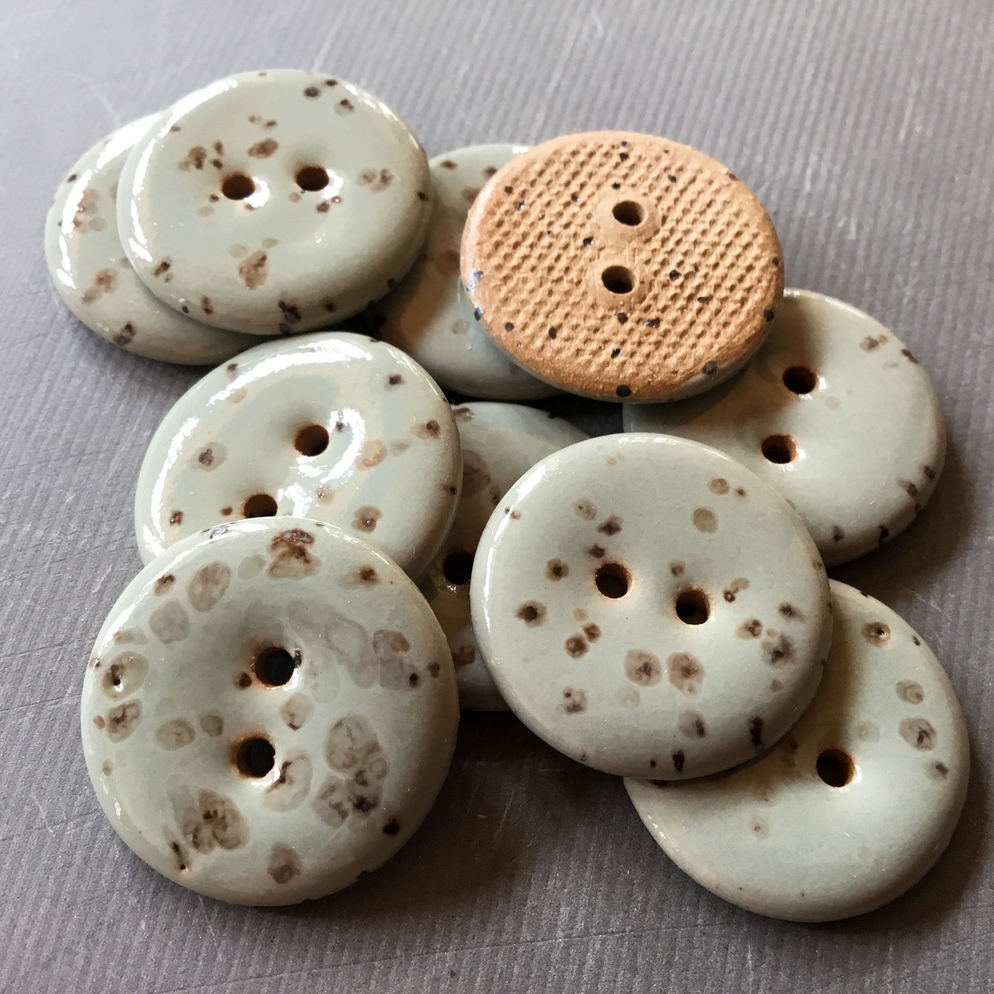 Gray Stoneware Fleck Button 7/8"