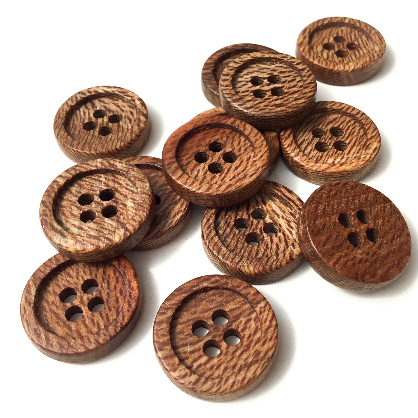 Four Hole Inset Button - 'Copper & Cream' Sycamore Wood 7/8"