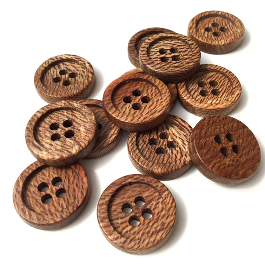 Four Hole Inset Button - 'Copper & Cream' Sycamore Wood 7/8"