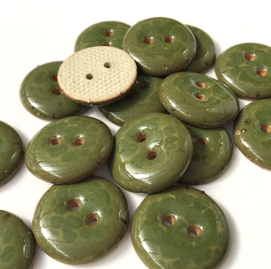 Olive Green Stoneware Button 3/4"