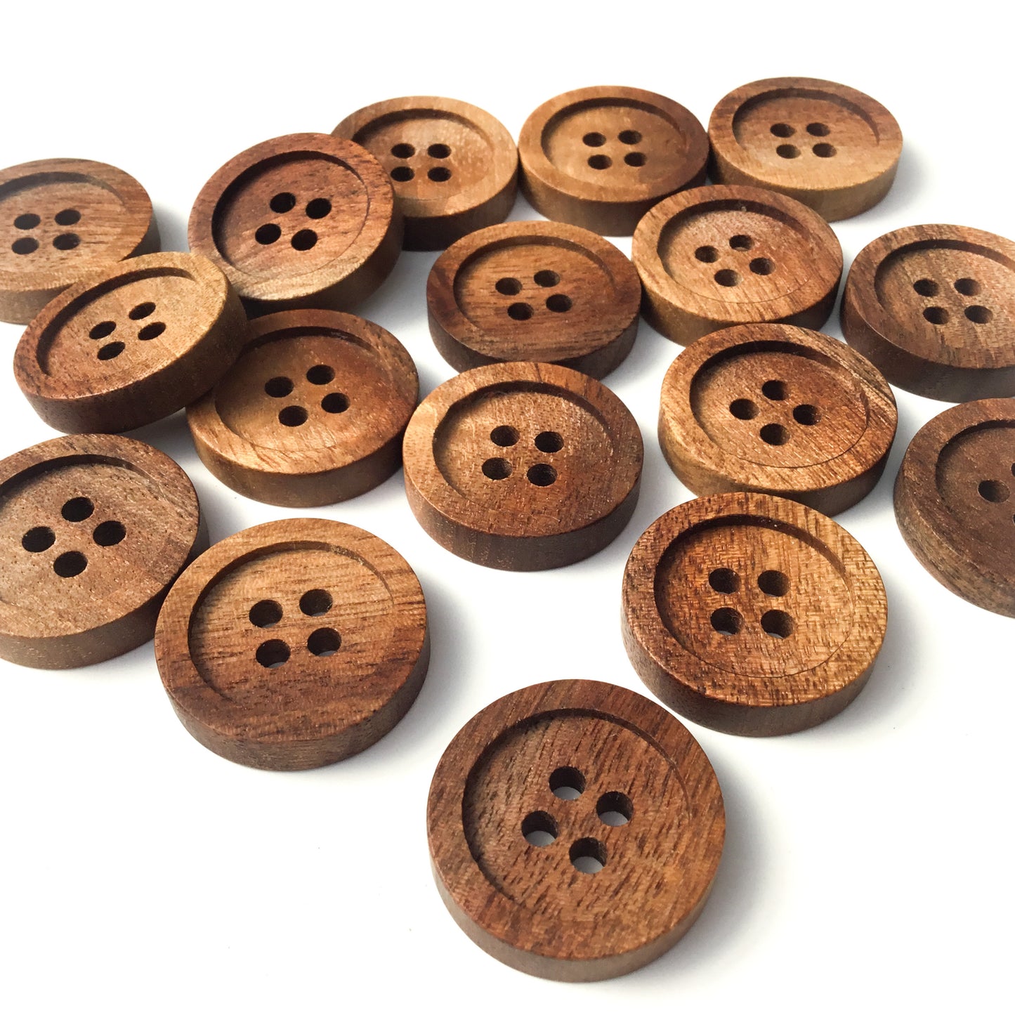 Four Hole Inset Button - 'Rosy' Black Walnut Wood 1"