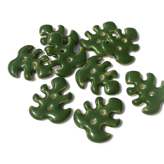 Monstera Leaf Porcelain Buttons 7/8" x 3/4"