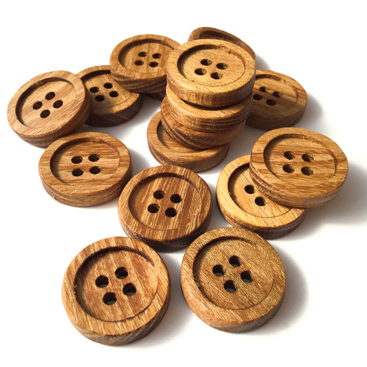 Four Hole Inset Button - Black Locust Wood 1"