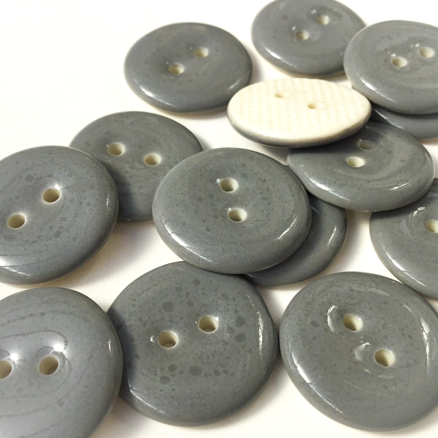 Light Charcoal Gray Porcelain Button 7/8"