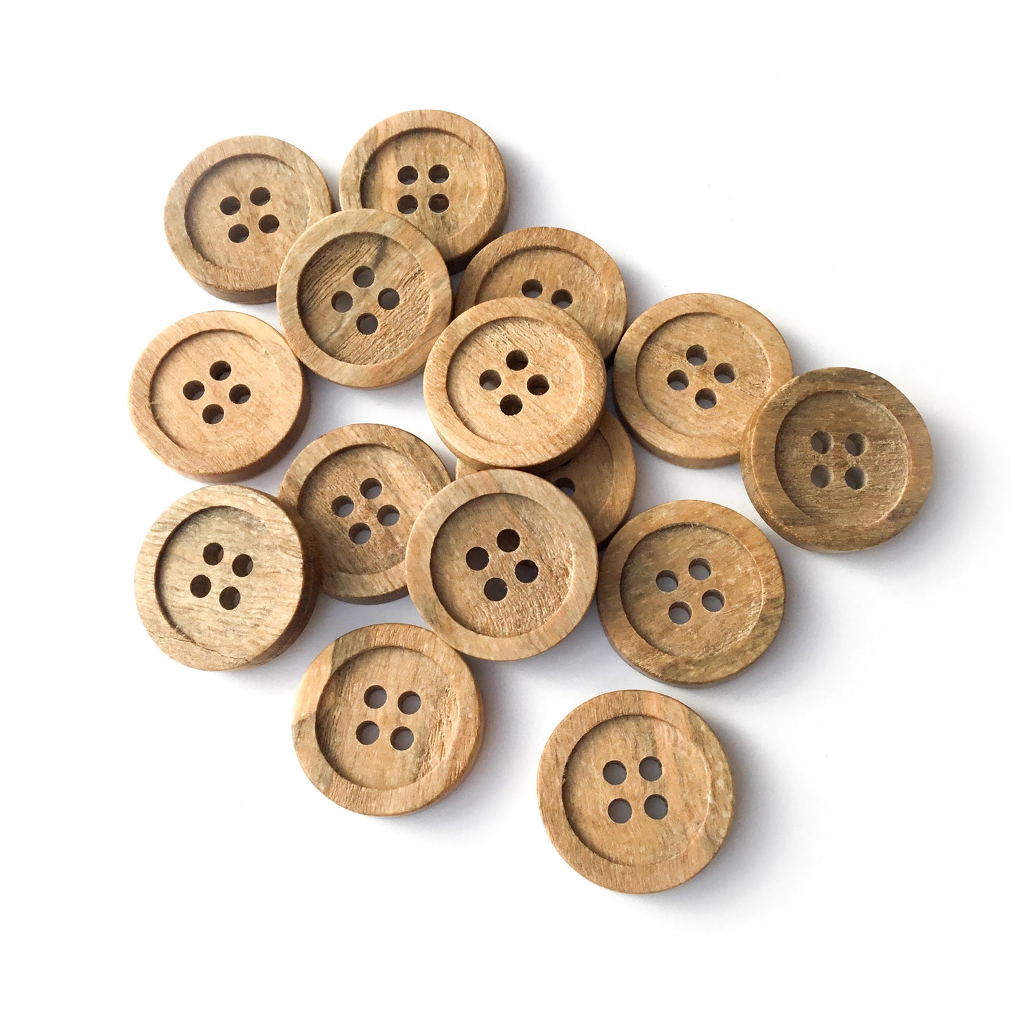 Four Hole Inset Button - Grayed Ash Wood 1"