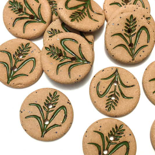 Green Wheat Stoneware Button 7/8"