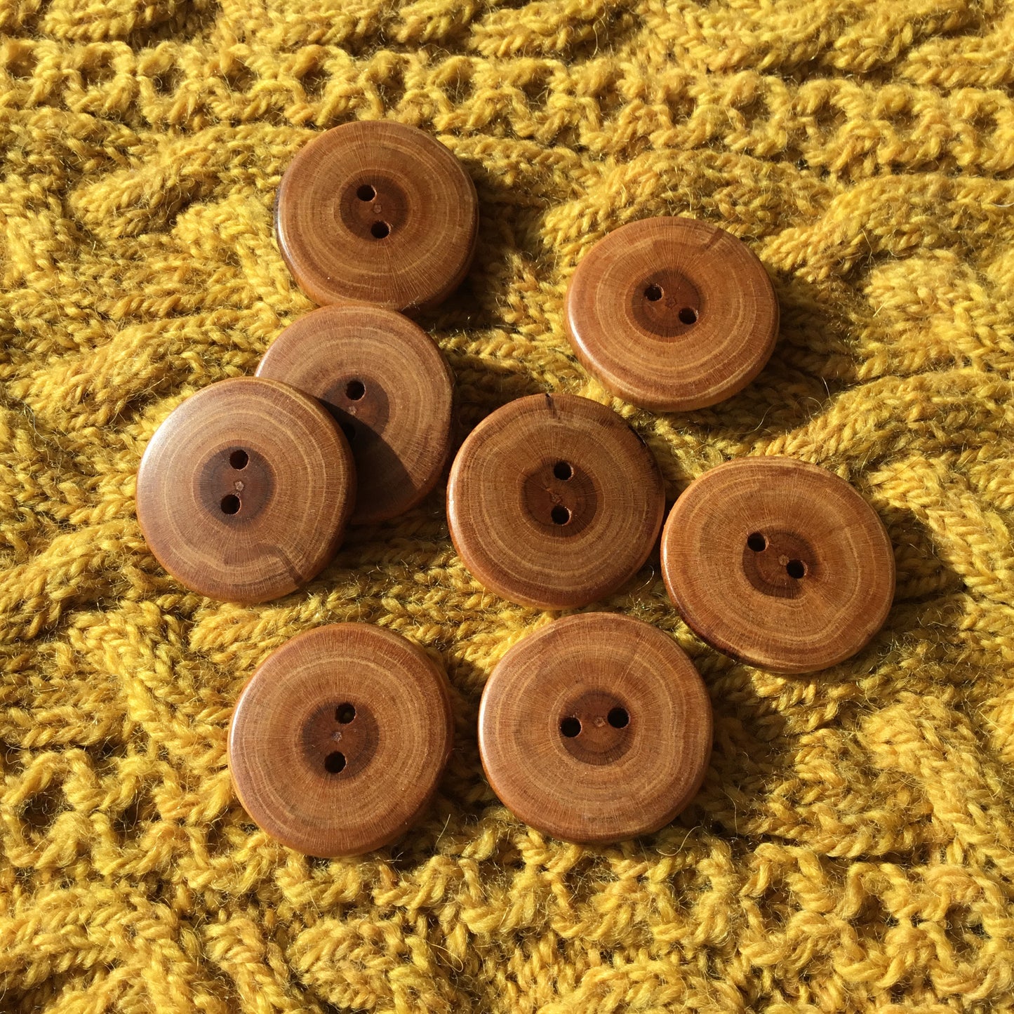 Polished Cherry Wood Cross-section Buttons 1-1/8”
