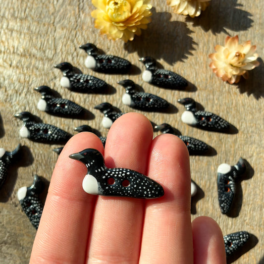 New Look! Ceramic Loon Buttons - two sizes