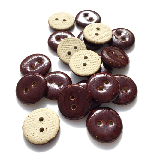 Dark Amber Brown Stoneware Buttons 5/8"