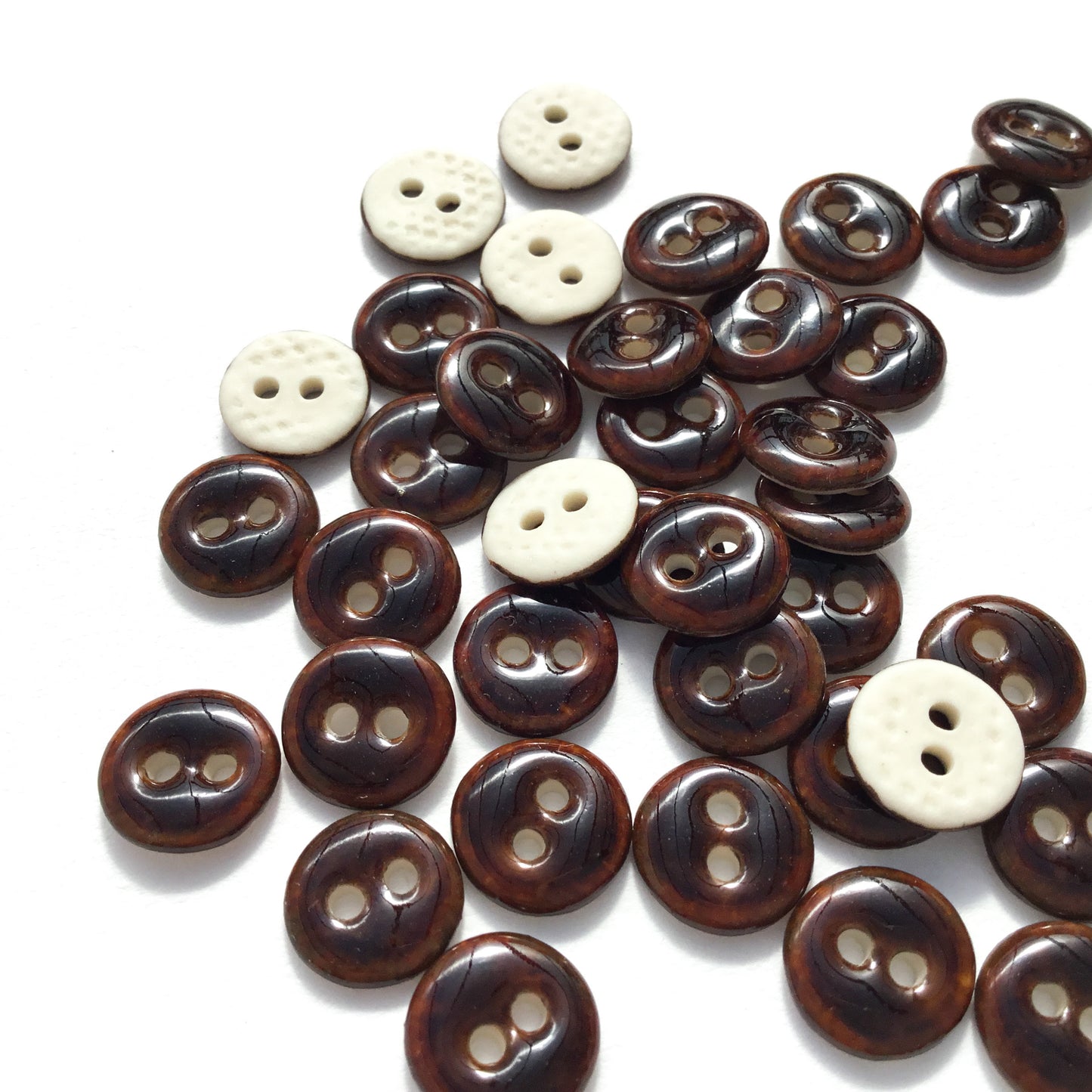 Dark Amber Brown Porcelain Buttons 7/16"