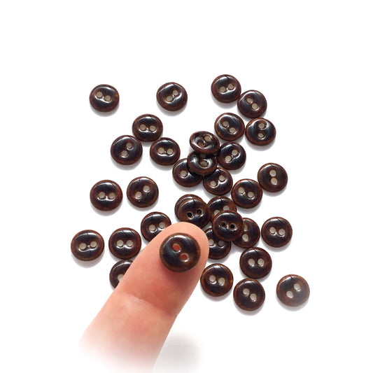 Dark Amber Brown Porcelain Buttons 7/16"